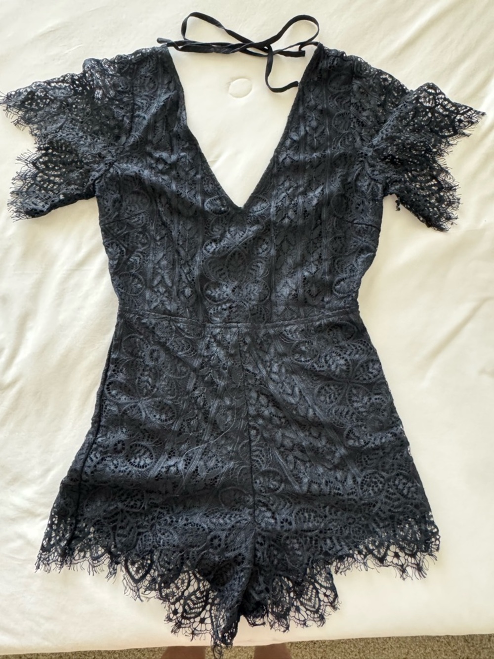 Signature 8 Black Lace V-Neck Romper